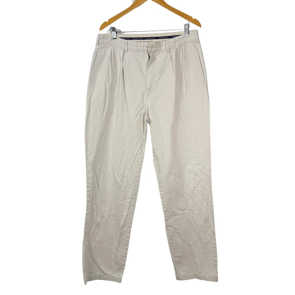 Polo Ralph Lauren Hammond Pant Mens 35x30 Beige Pleated Front Classic Chino Cuff